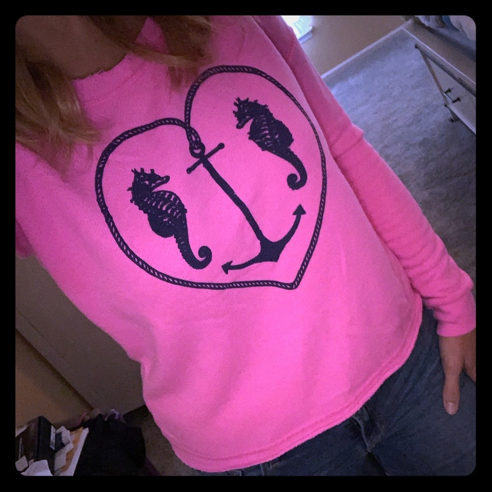 Bright pink nautical themed sweatshirt
